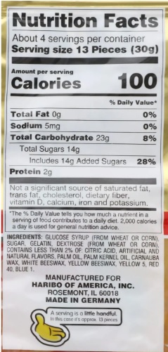 haribo gold nutrition facts